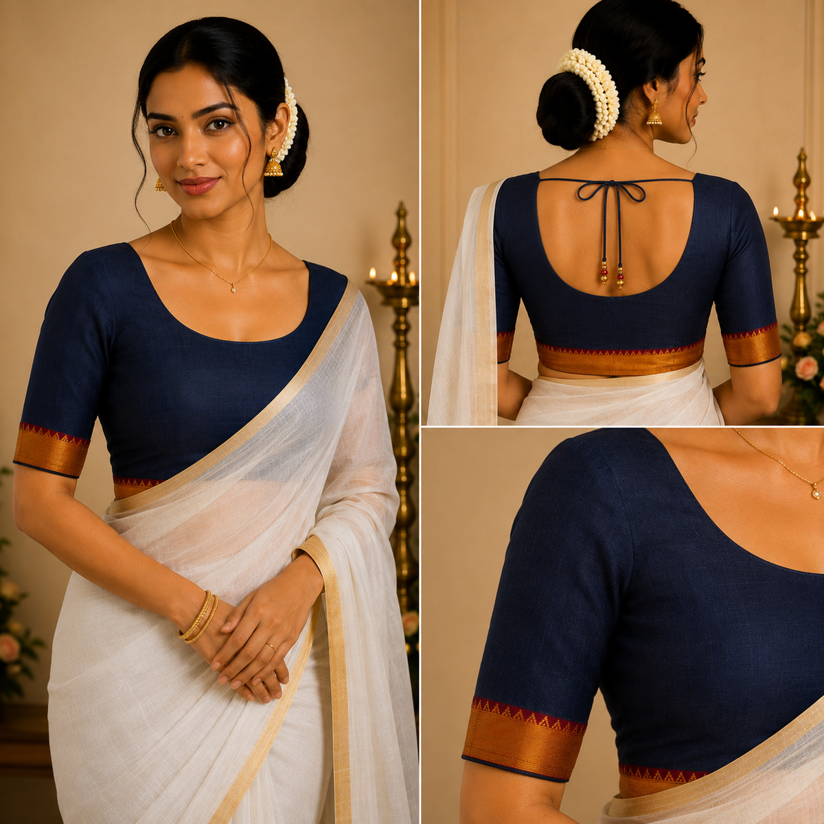 Temple Border Elbow Blouse,