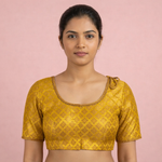 Mustard Yellow Brocade Cherry Blouse