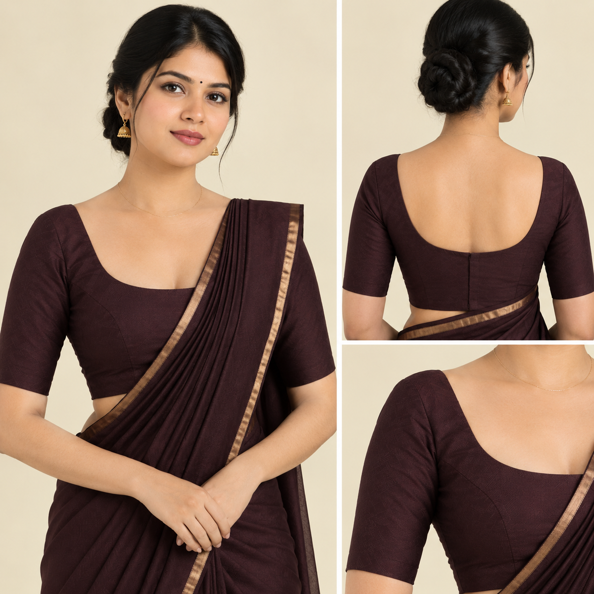 Silk Cotton Elbow Sleeve Blouse