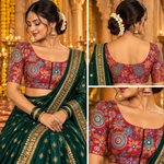 Rajasthani Style Multi Color Floral Printed Multi-Thread Embroidery Readymade Blouse