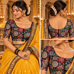Rajasthani Style Multi Color Floral Printed Multi-Thread Embroidery Readymade Blouse