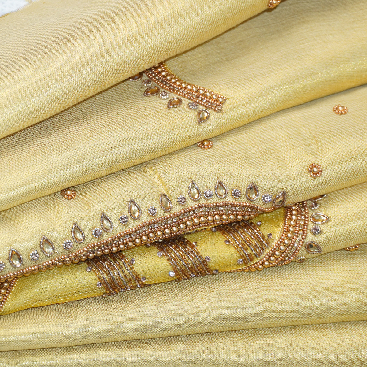 Zari Wave Tissue Silk Aariwork Material