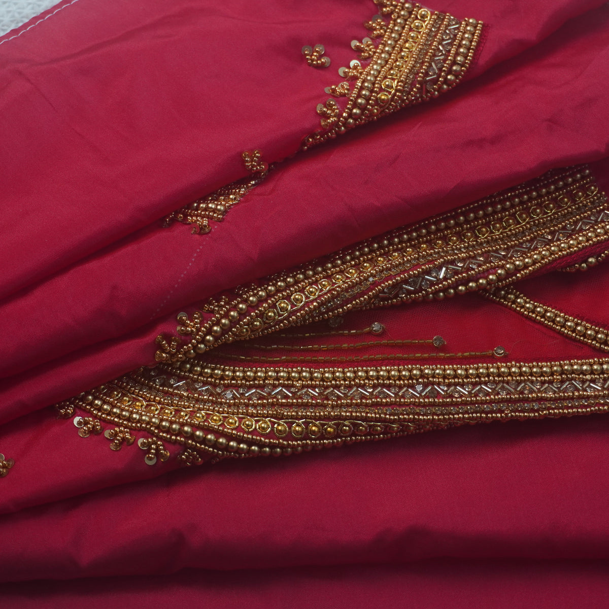 Temple Stripe Aari Work Blouse Material