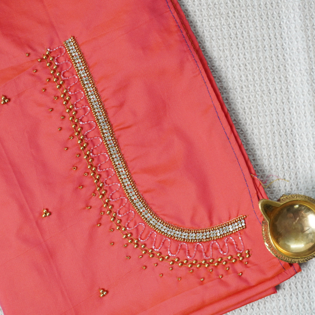 Diamond Jaal Aari Work Blouse Material