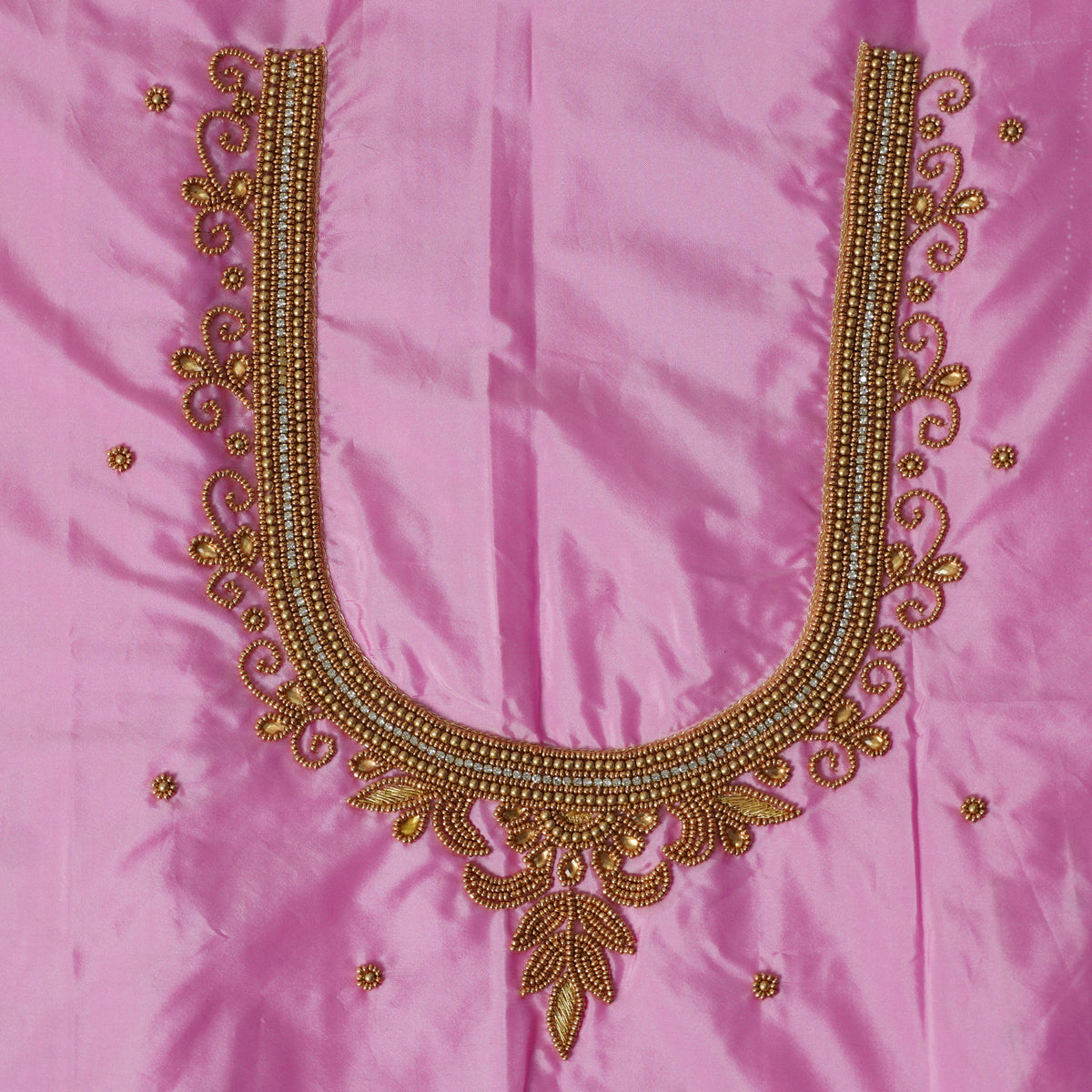 Floral Vine Aari Work Blouse Material