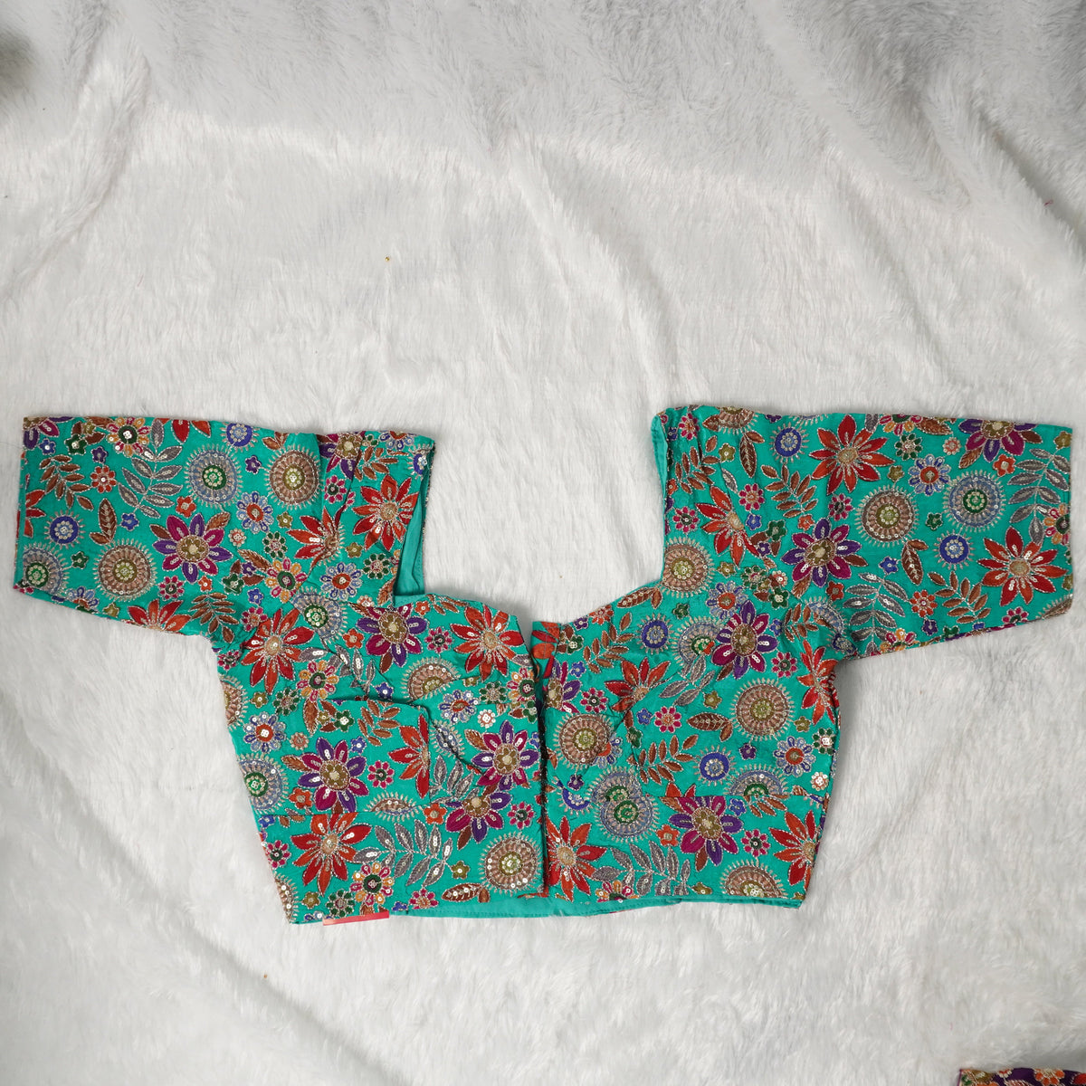 Rajasthani Style Multi Color Floral Printed Multi-Thread Embroidery Readymade Blouse
