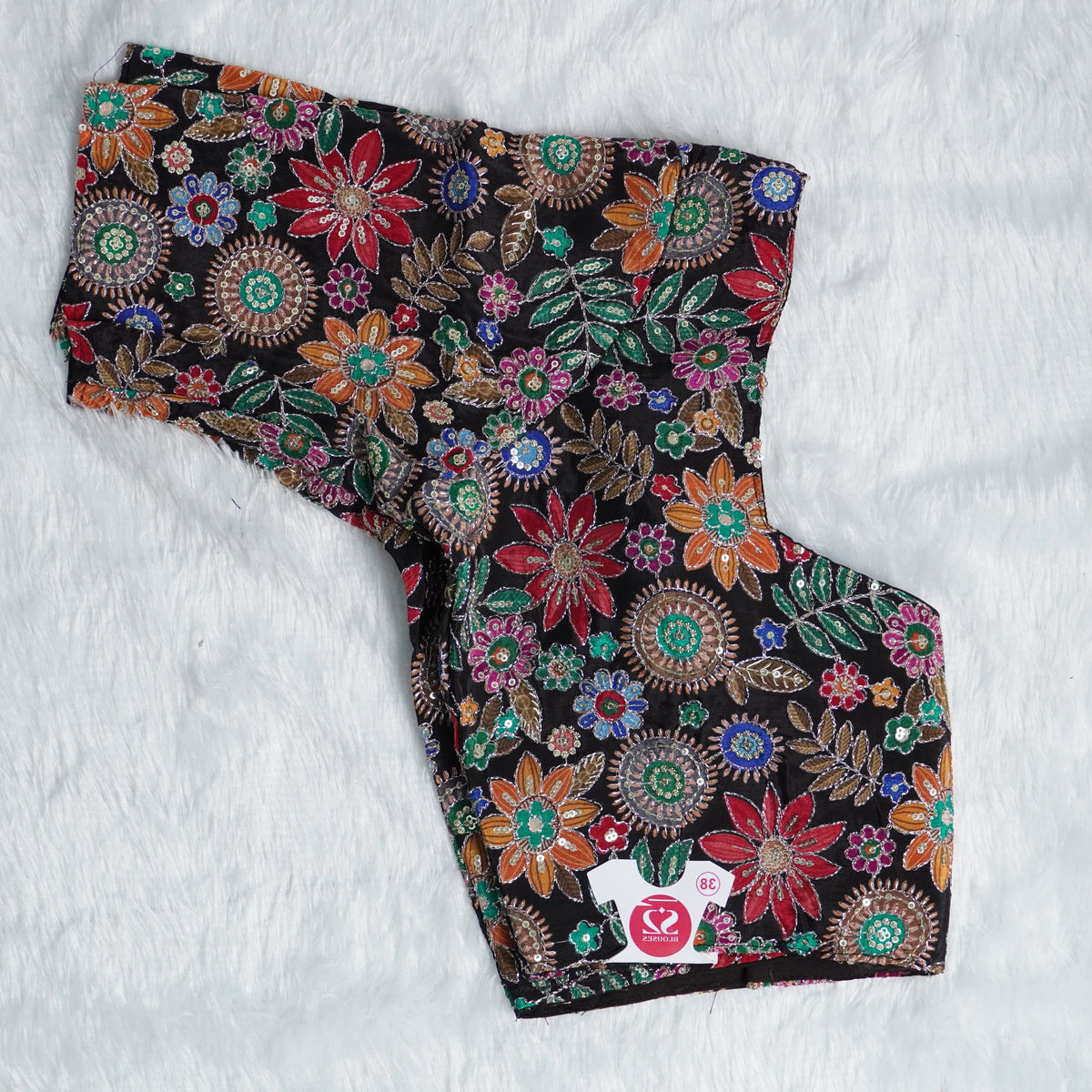 Rajasthani Style Multi Color Floral Printed Multi-Thread Embroidery Readymade Blouse