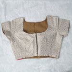 Jacquard Woven Pattern Off-White and Gold Woven Design Blouse