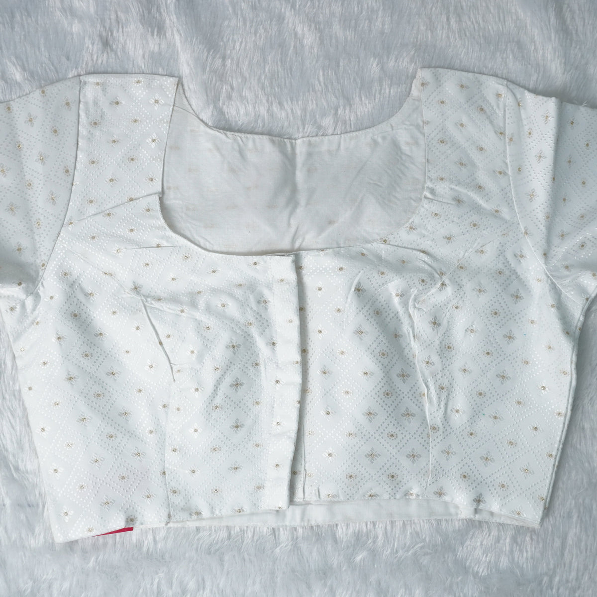 Jacquard Woven Pattern Off-White and Gold Woven Design Blouse