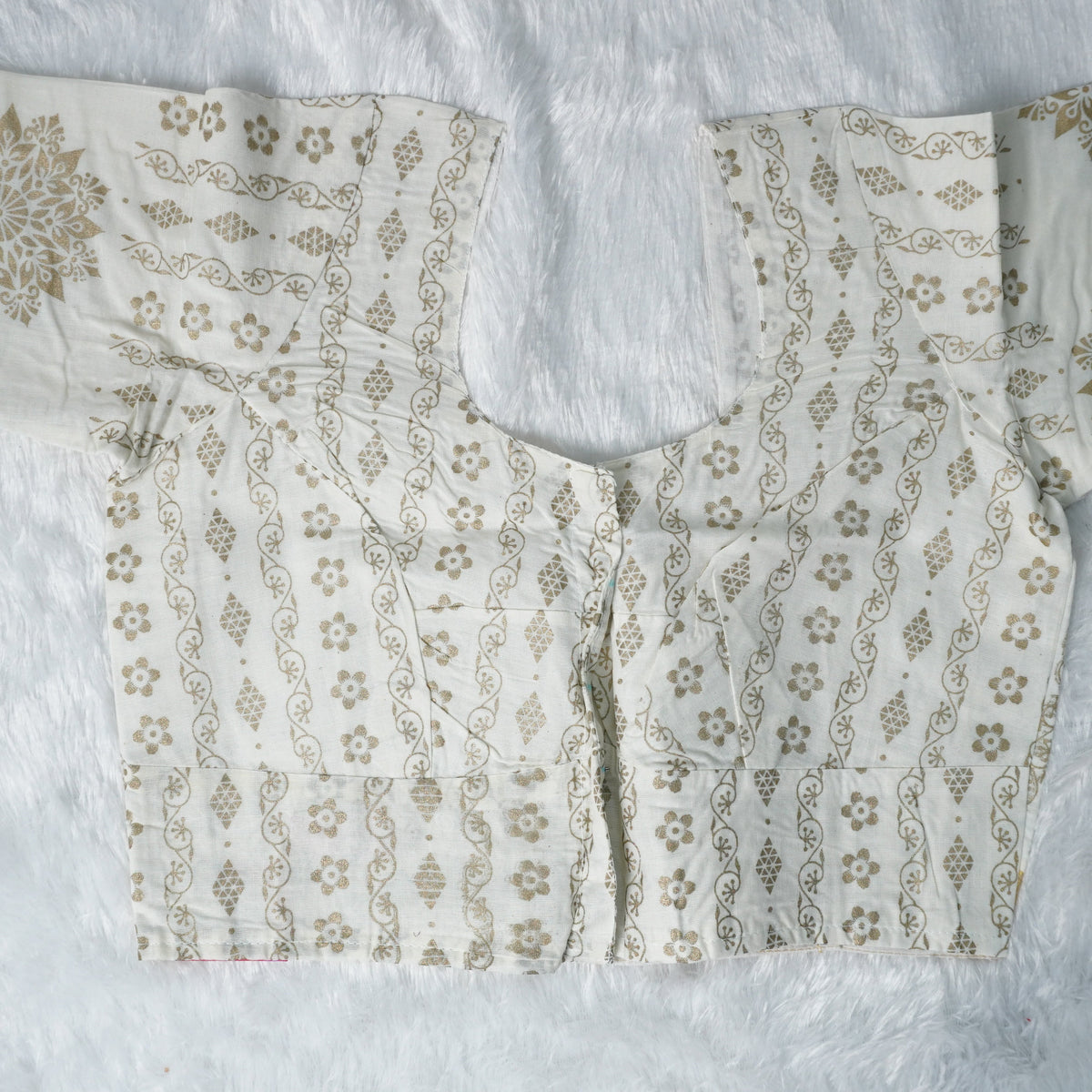 Off-White and Gold Off-White and Gold Hand-Block Print Blouse