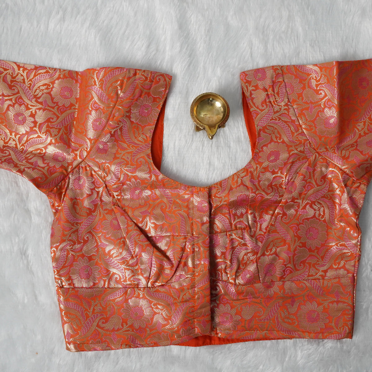 Banaras Blouse Design - 5 (Orange)