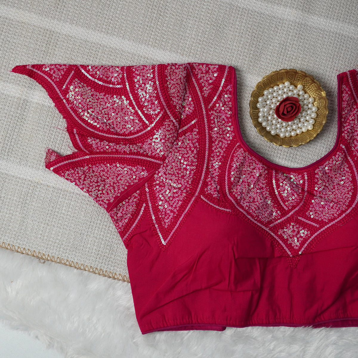Lotus Embroidered Designer Readymade Blouse