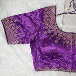 Purple Designer Blouse with Golden Detailing Readymade Blouse