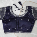 Silver Zari Coding and Sequence Embroidery Bridals Style Readymade Blouse
