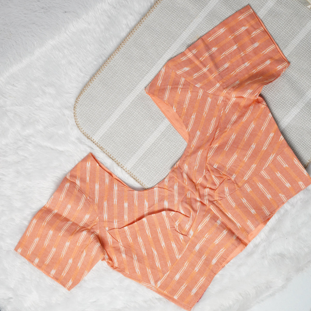 Light Orange Ikkat Print Readymade Blouse