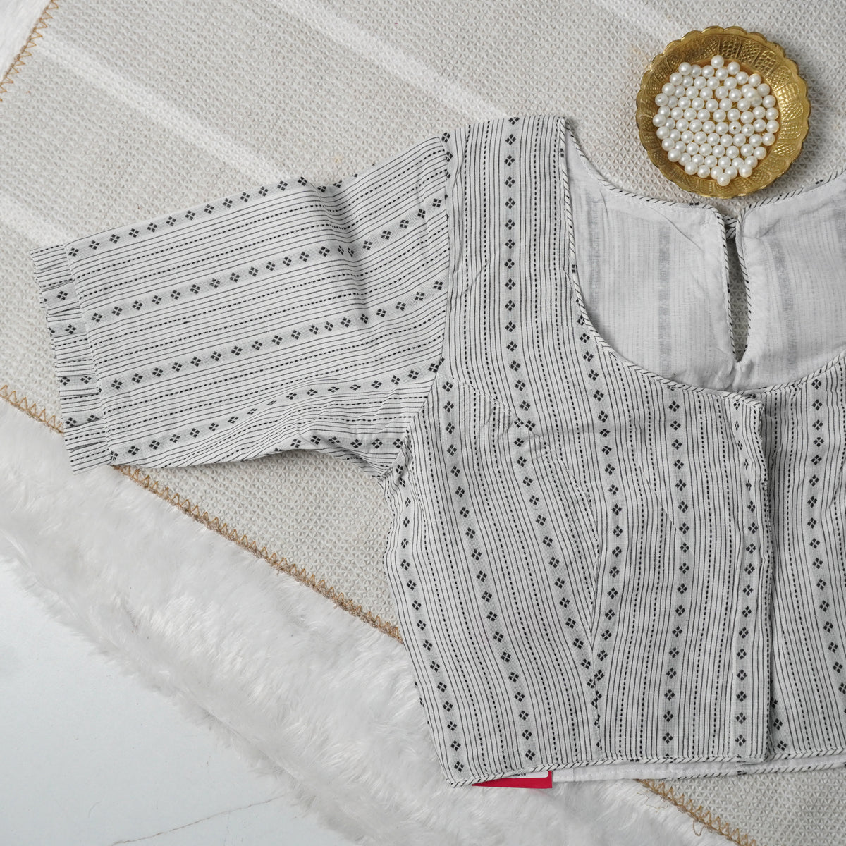 White Foil Blouse Design - 1