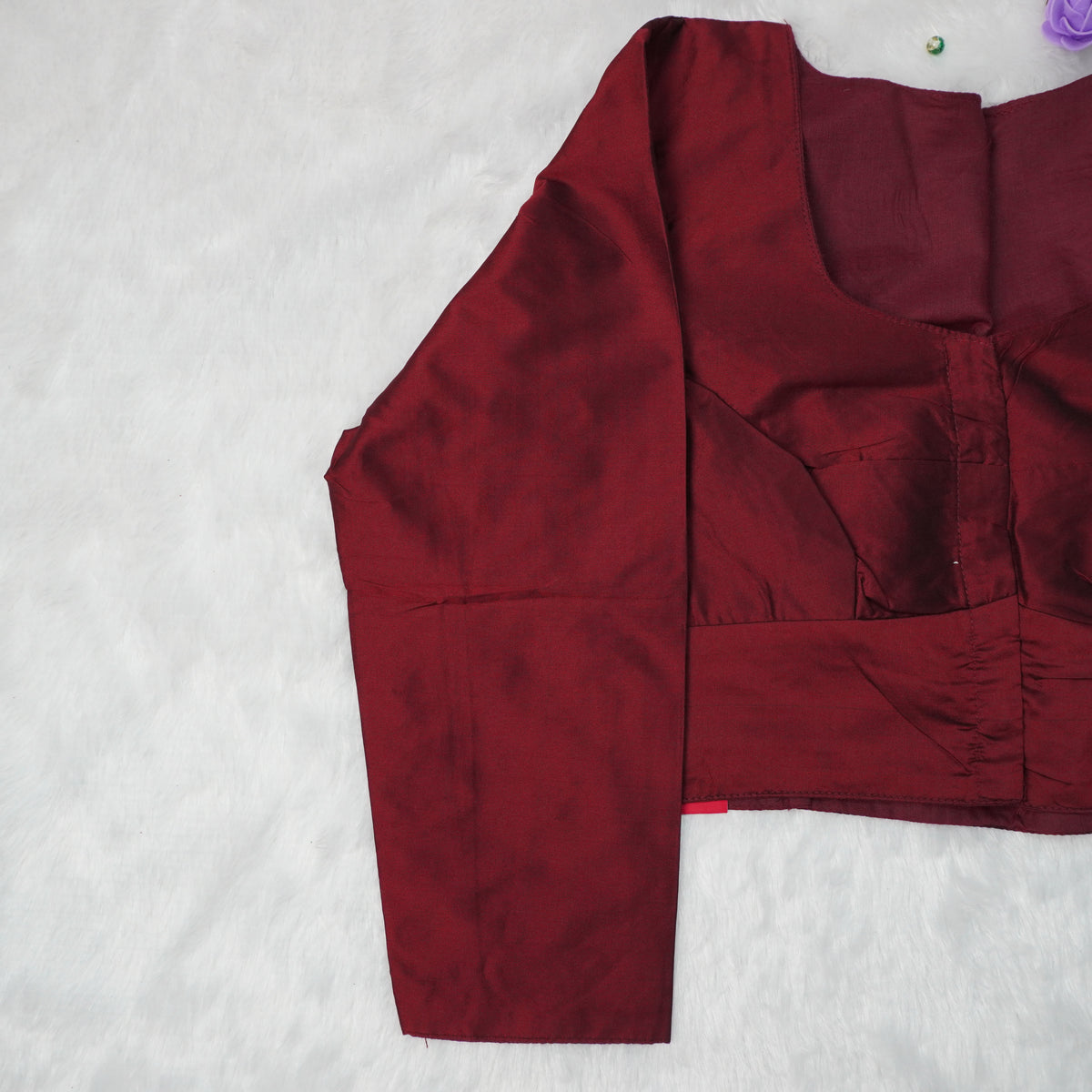 Premium Silk Cotton Blouse – High Neck, Full Hand Sleeve