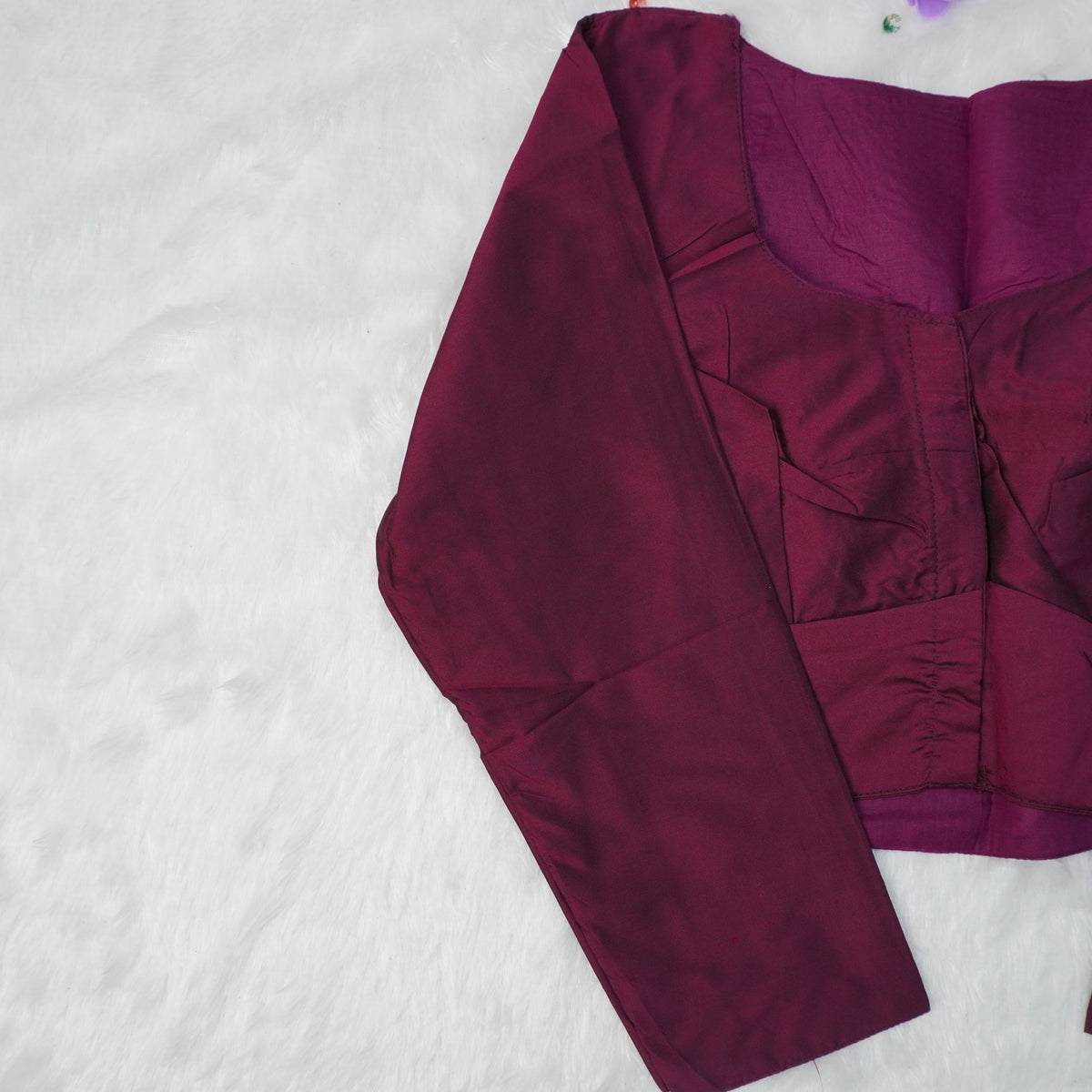 Premium Silk Cotton Blouse – High Neck, Full Hand Sleeve