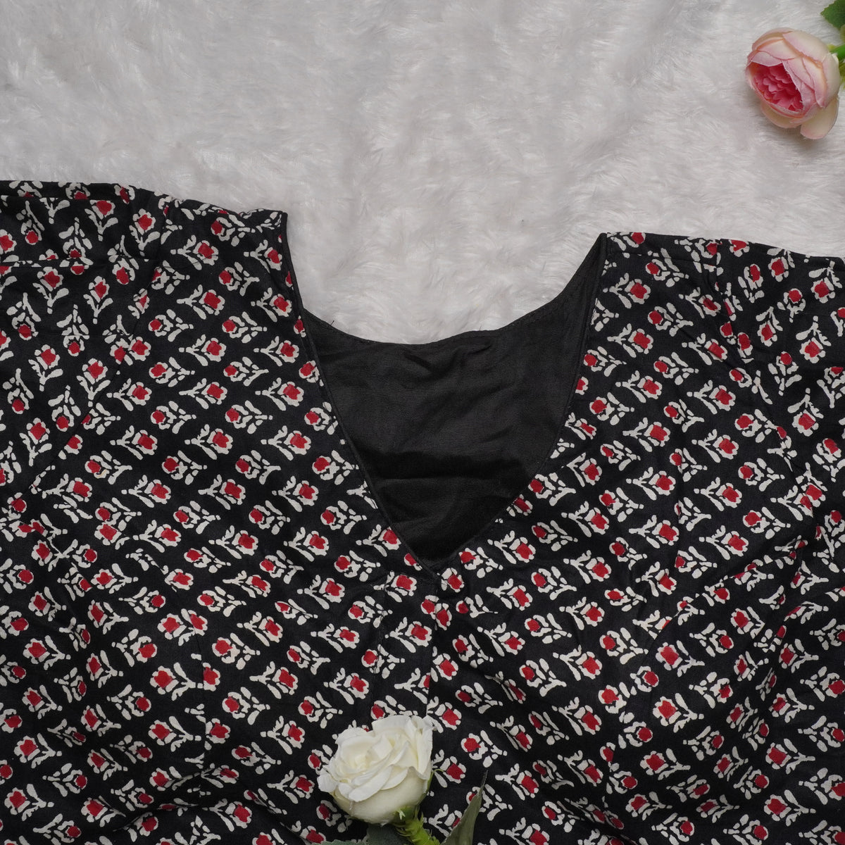 Ajrak Cotton Puff Padded Blouse