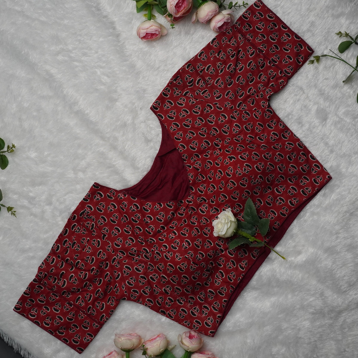 Ajrak Cotton Puff Padded Blouse