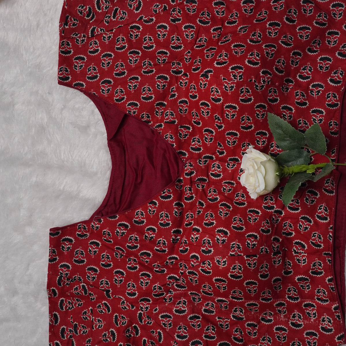Ajrak Cotton Puff Padded Blouse