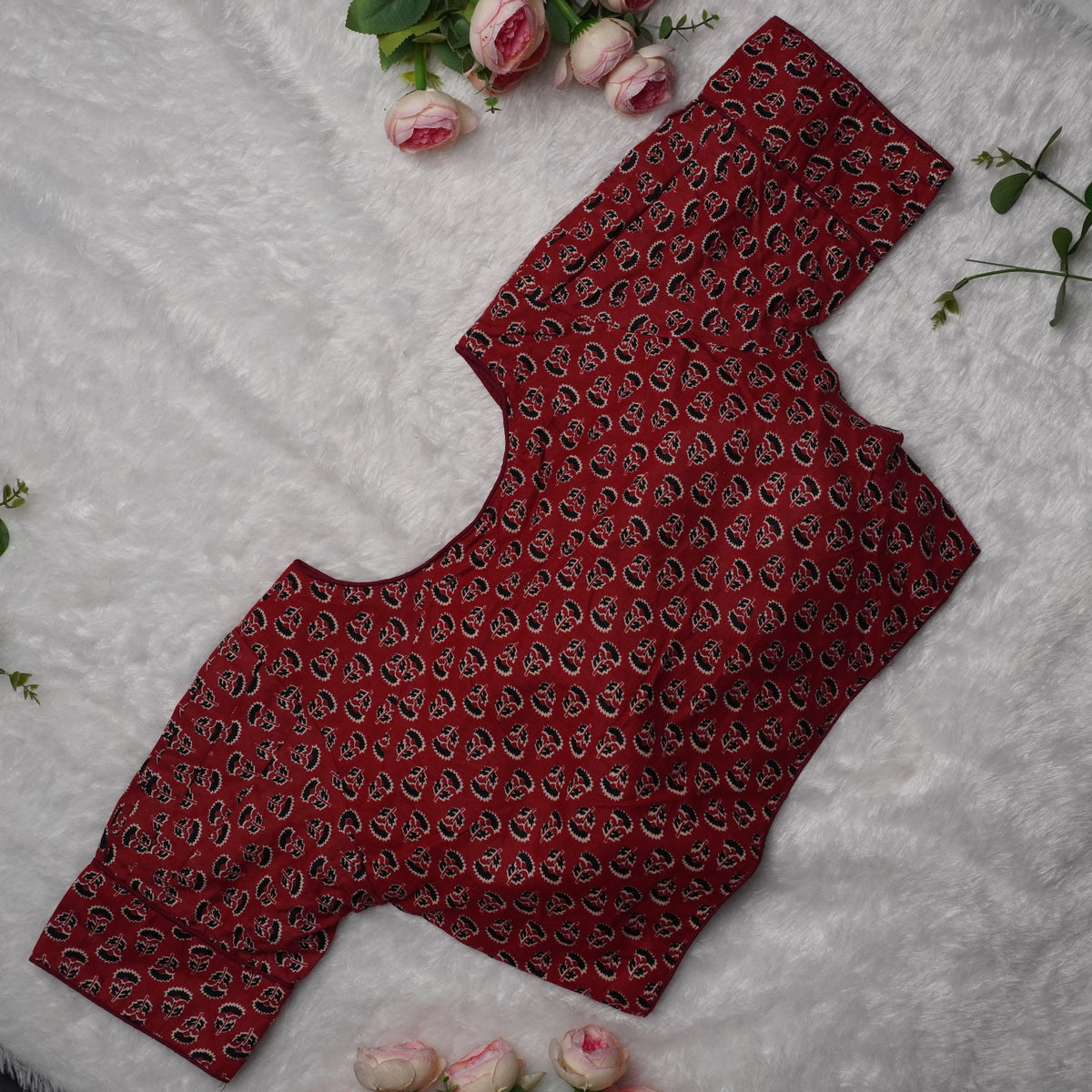 Ajrak Cotton Puff Padded Blouse