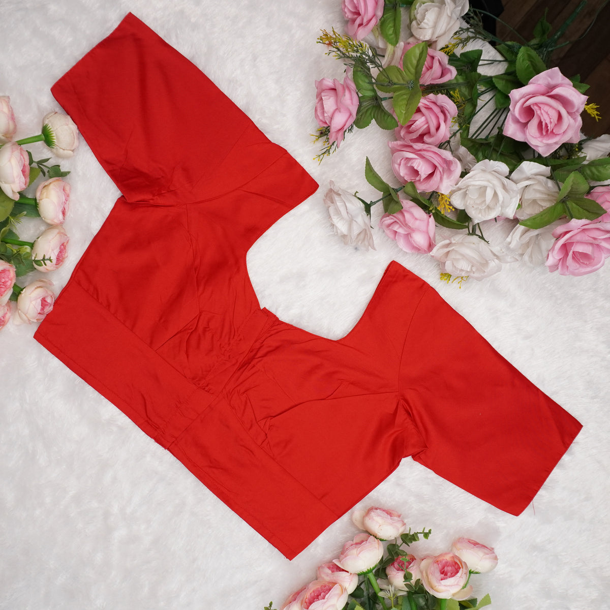 Silk Cotton Elbow Sleeve Blouse