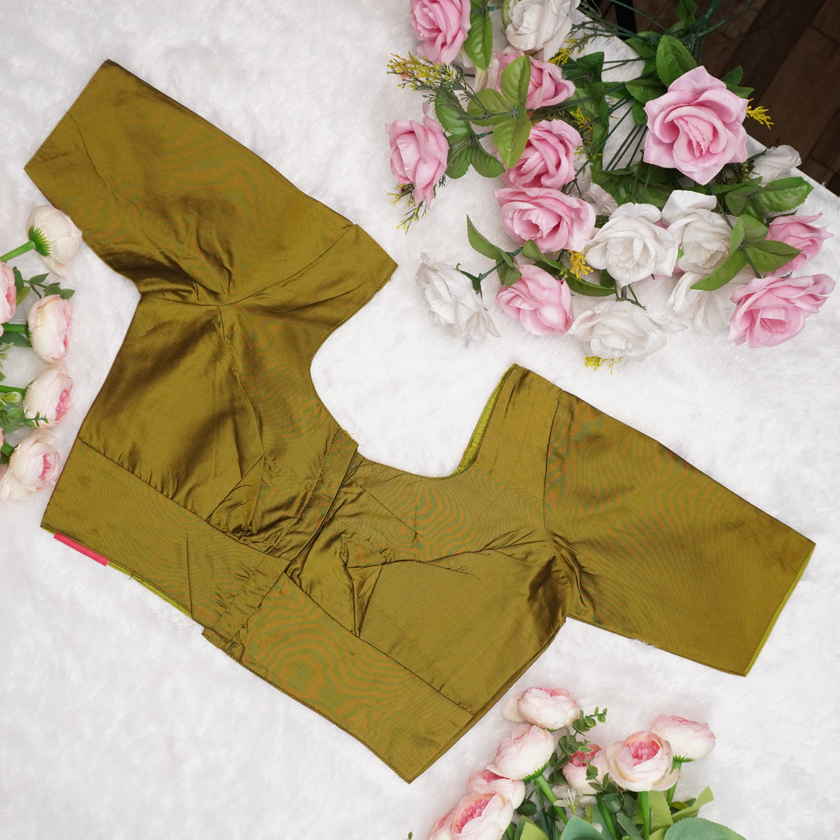 Silk Cotton Elbow Sleeve Blouse
