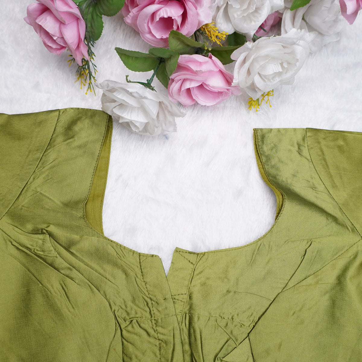 Silk Cotton Elbow Sleeve Blouse