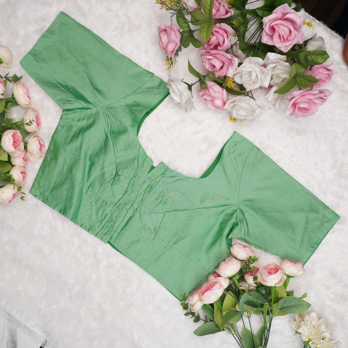 Silk Cotton Elbow Sleeve Blouse