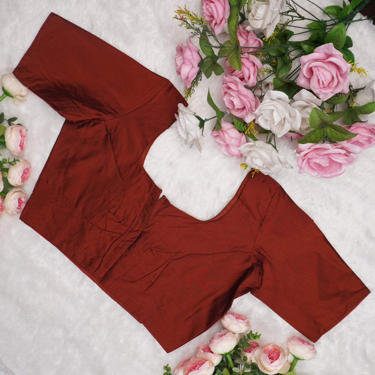 Silk Cotton Elbow Sleeve Blouse