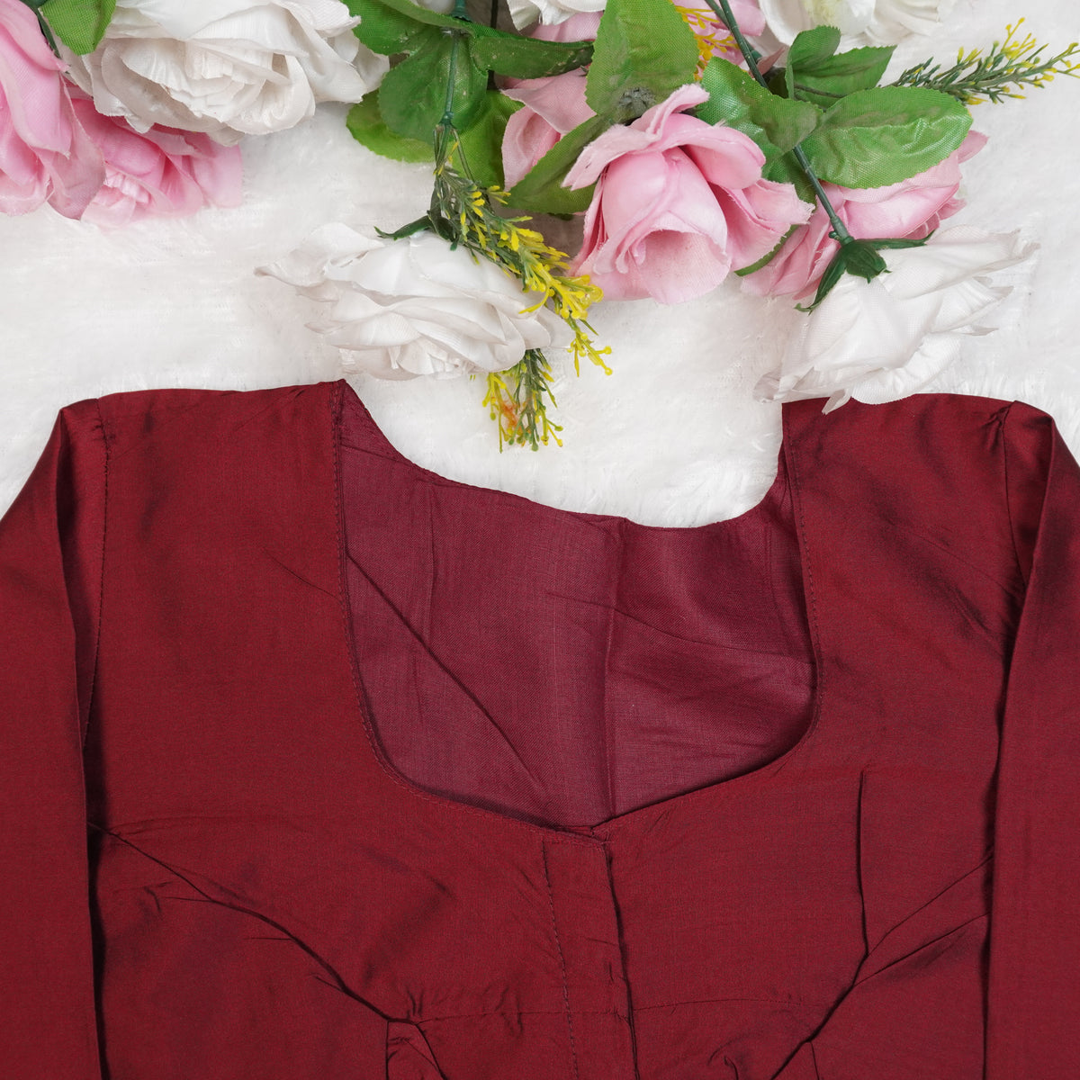 Premium Silk Cotton Blouse – High Neck, Full Hand Sleeve