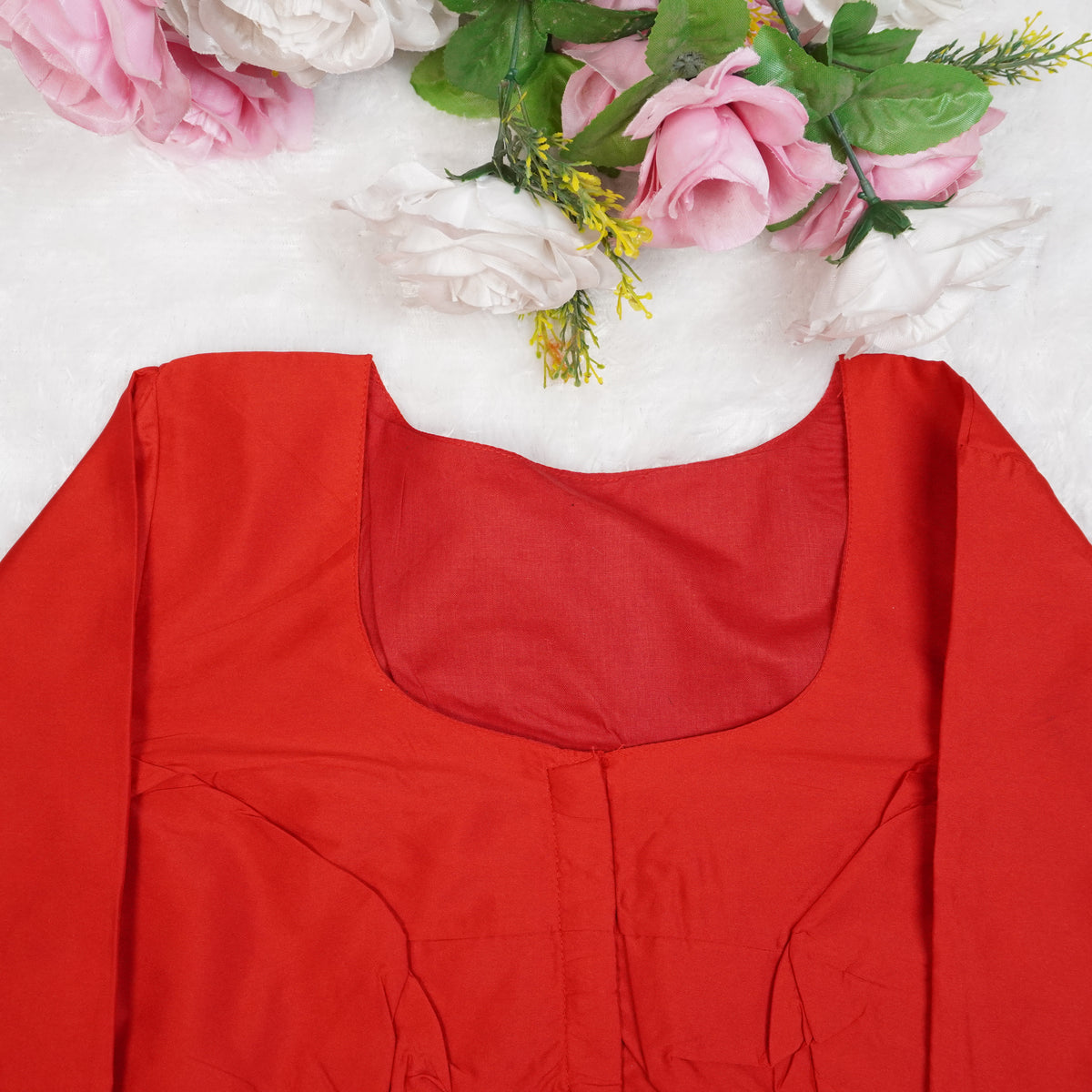 Premium Silk Cotton Blouse – High Neck, Full Hand Sleeve