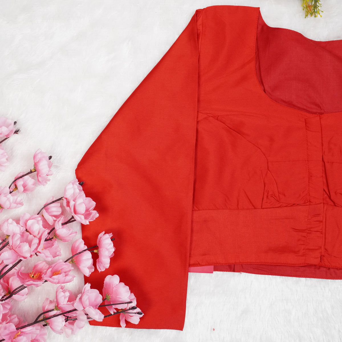 Premium Silk Cotton Blouse – High Neck, Full Hand Sleeve