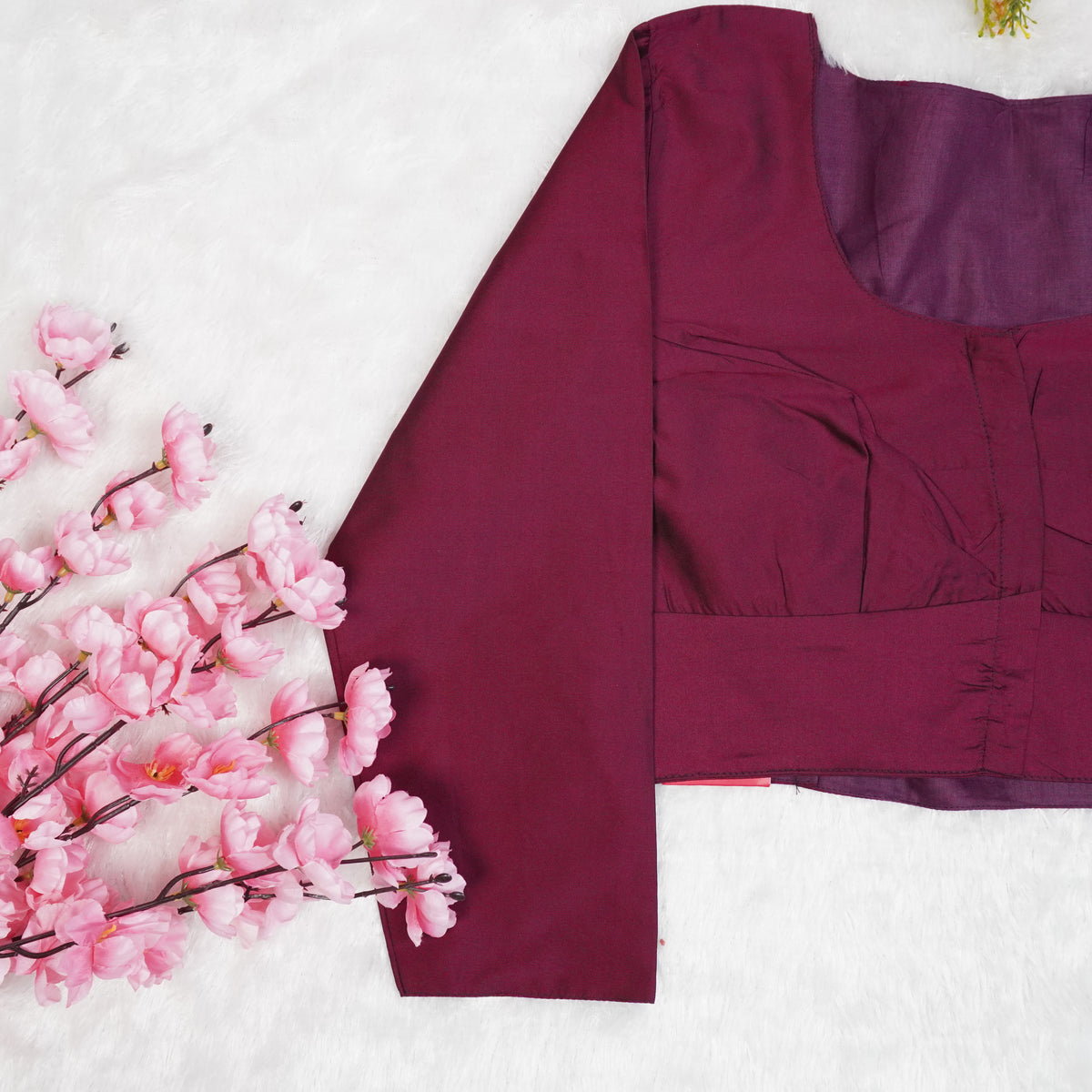 Premium Silk Cotton Blouse – High Neck, Full Hand Sleeve