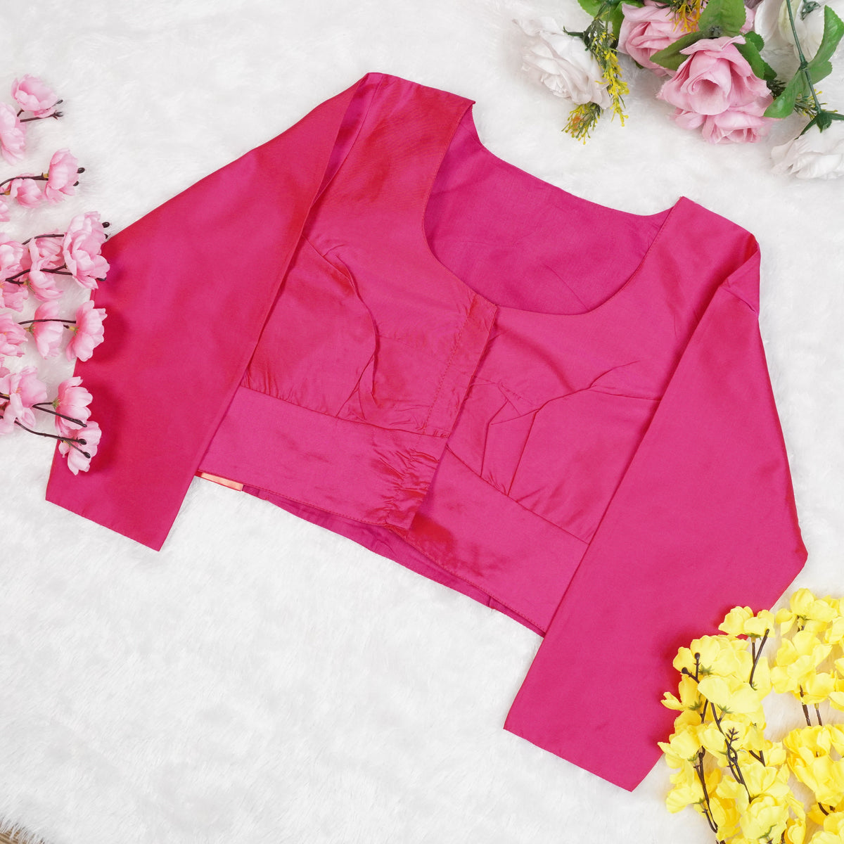 Premium Silk Cotton Blouse – High Neck, Full Hand Sleeve