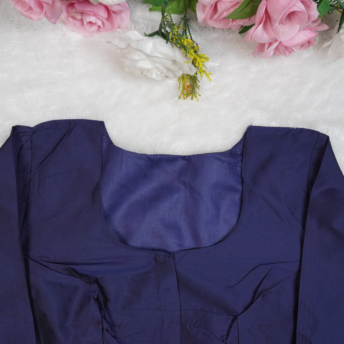 Premium Silk Cotton Blouse – High Neck, Full Hand Sleeve