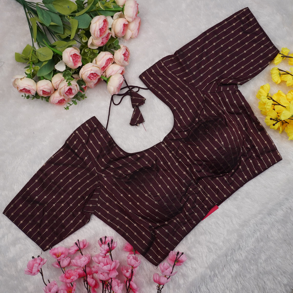 Silk Cotton with Gold stripes blouse