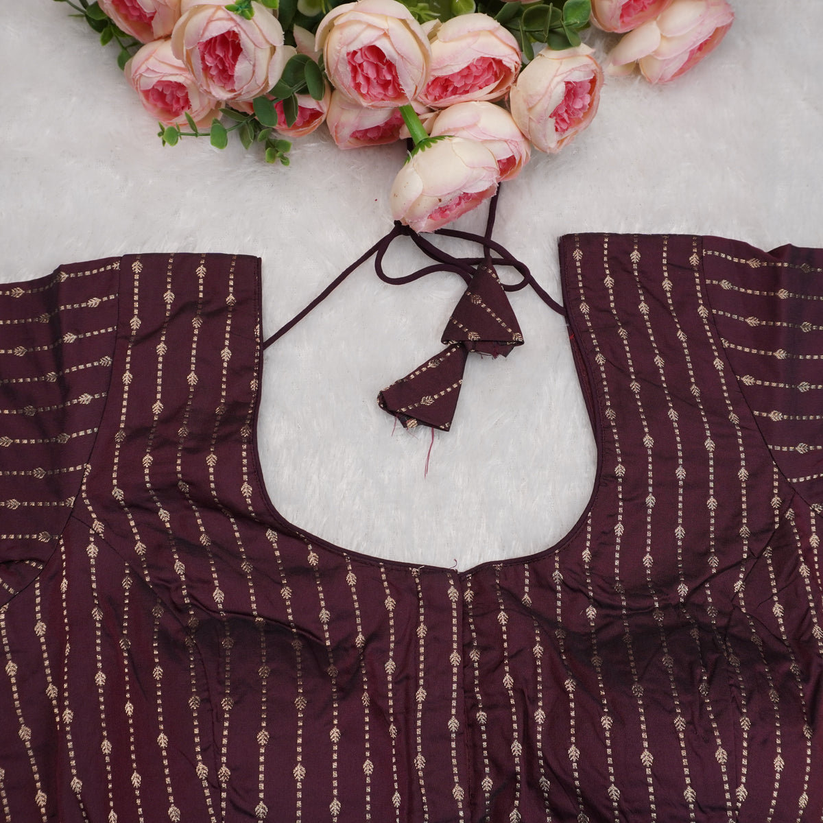 Silk Cotton with Gold stripes blouse