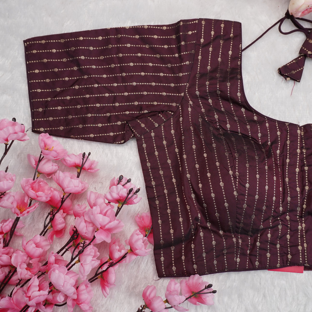 Silk Cotton with Gold stripes blouse