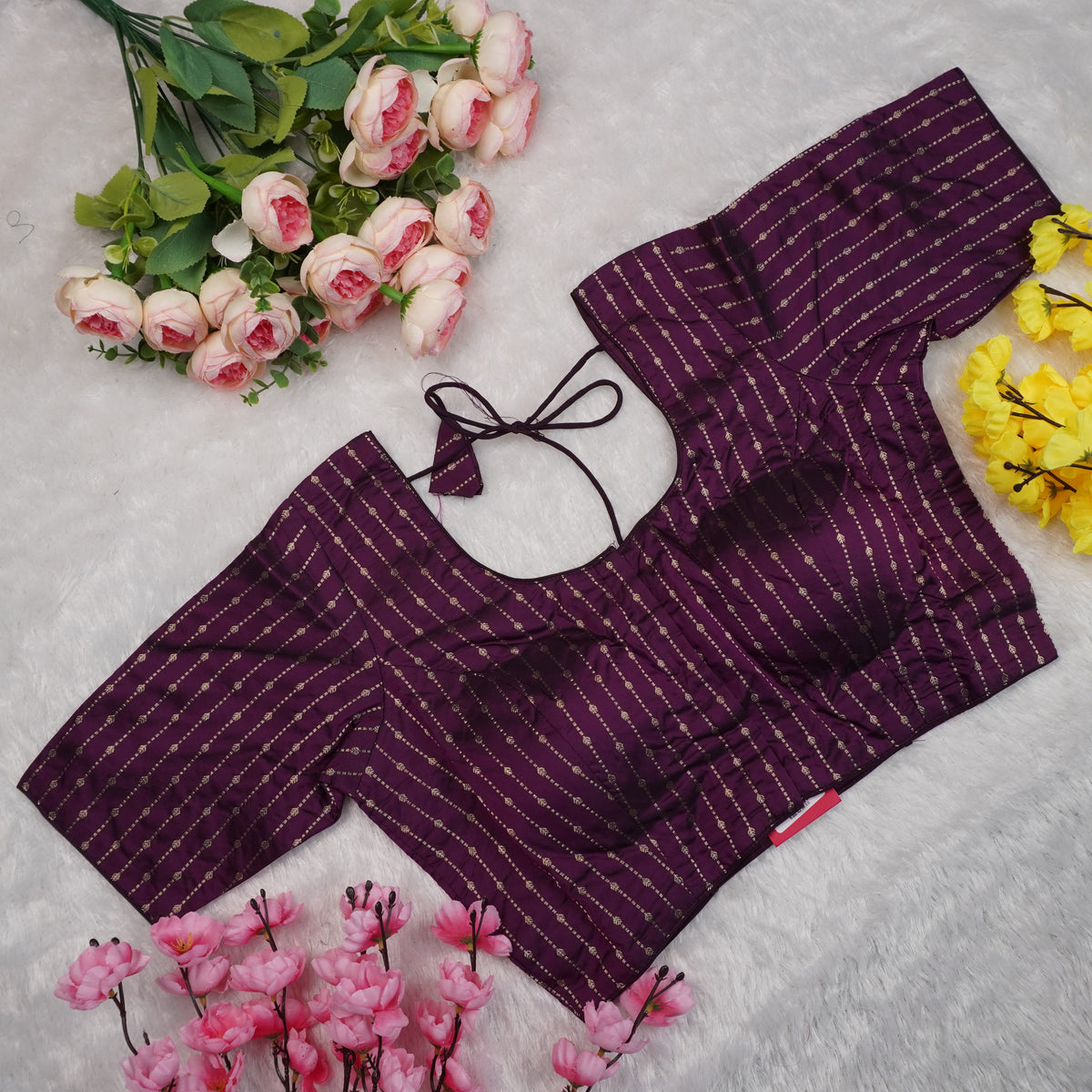 Silk Cotton with Gold stripes blouse