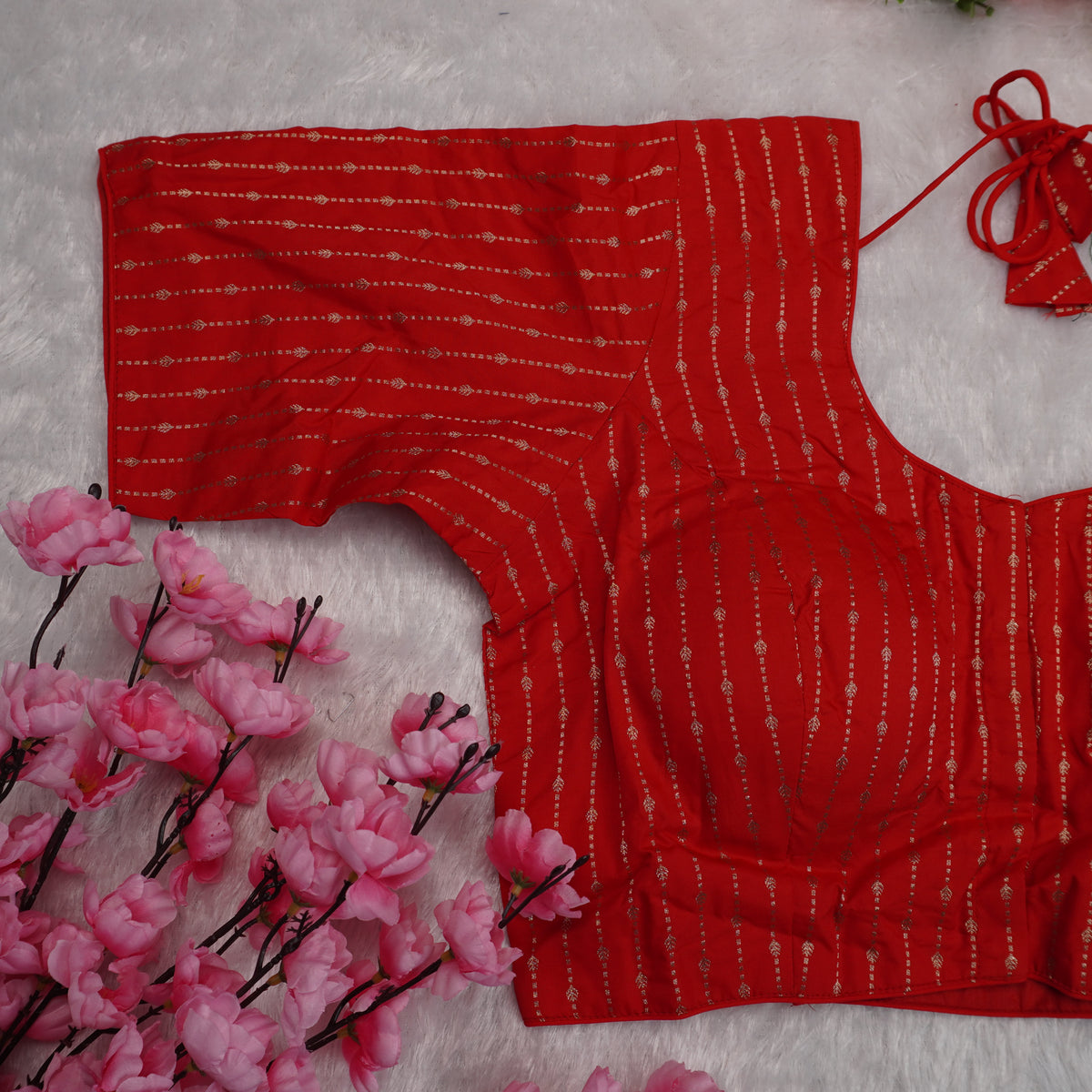 Silk Cotton with Gold stripes blouse