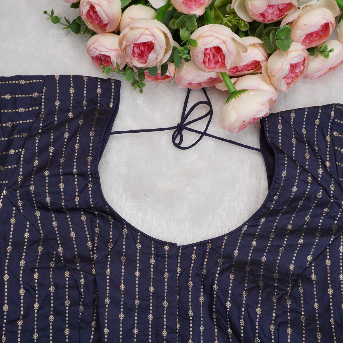 Silk Cotton with Gold stripes blouse