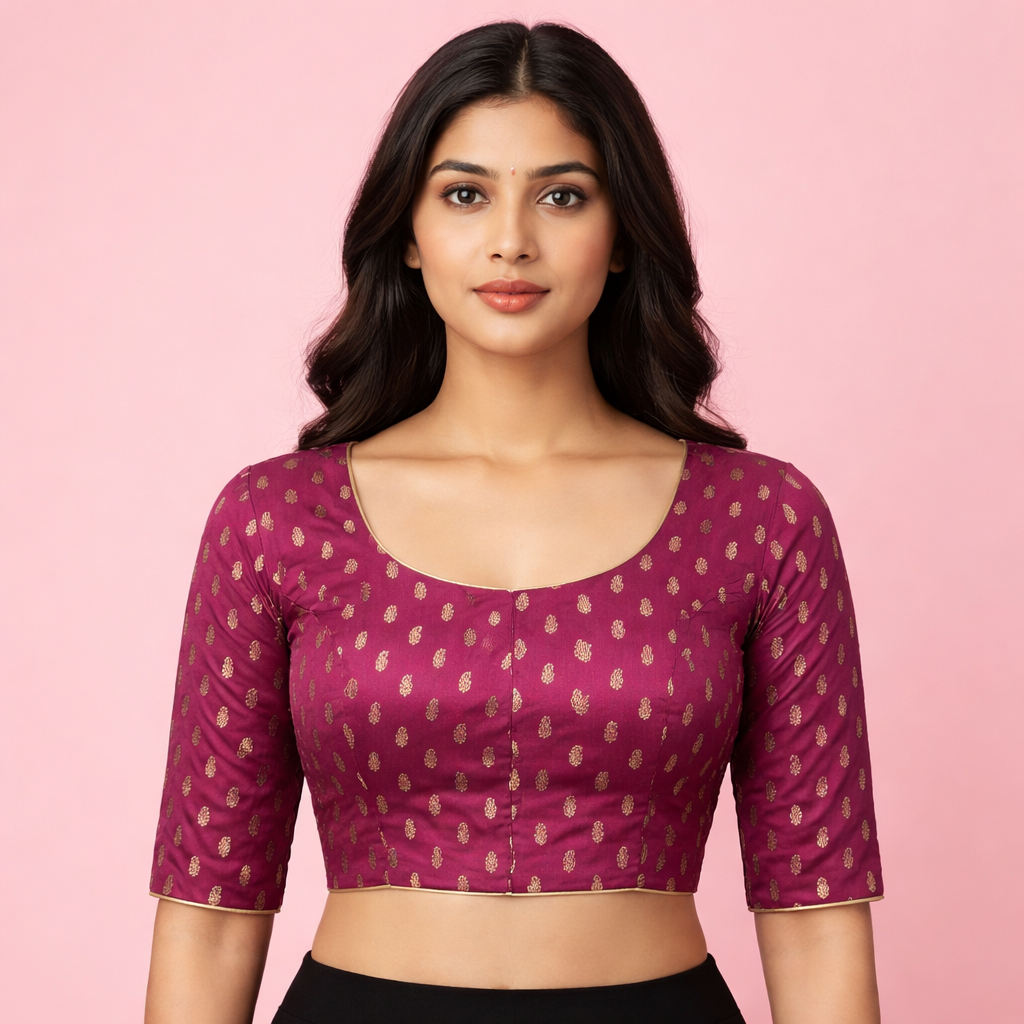 Designer Blouse in Purple with Golden Detailing