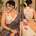 Elegant Floral Embroidered Halter Neck Blouse