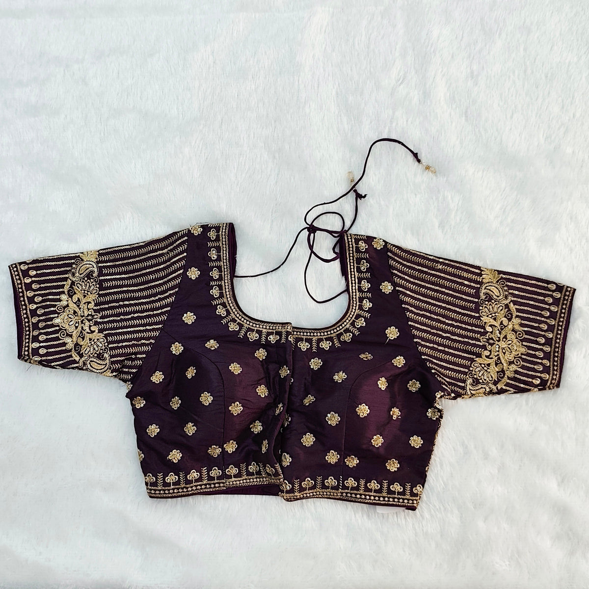 Padded Blouse Brown with Golden Embellishments