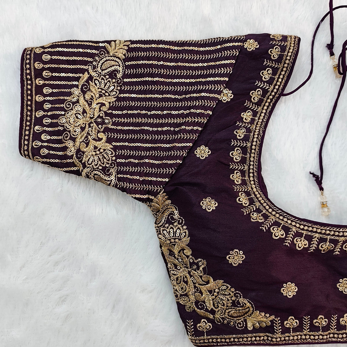 Padded Blouse Brown with Golden Embellishments