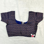 Queen Cotton Blouse Navy Blue with Geometric Print