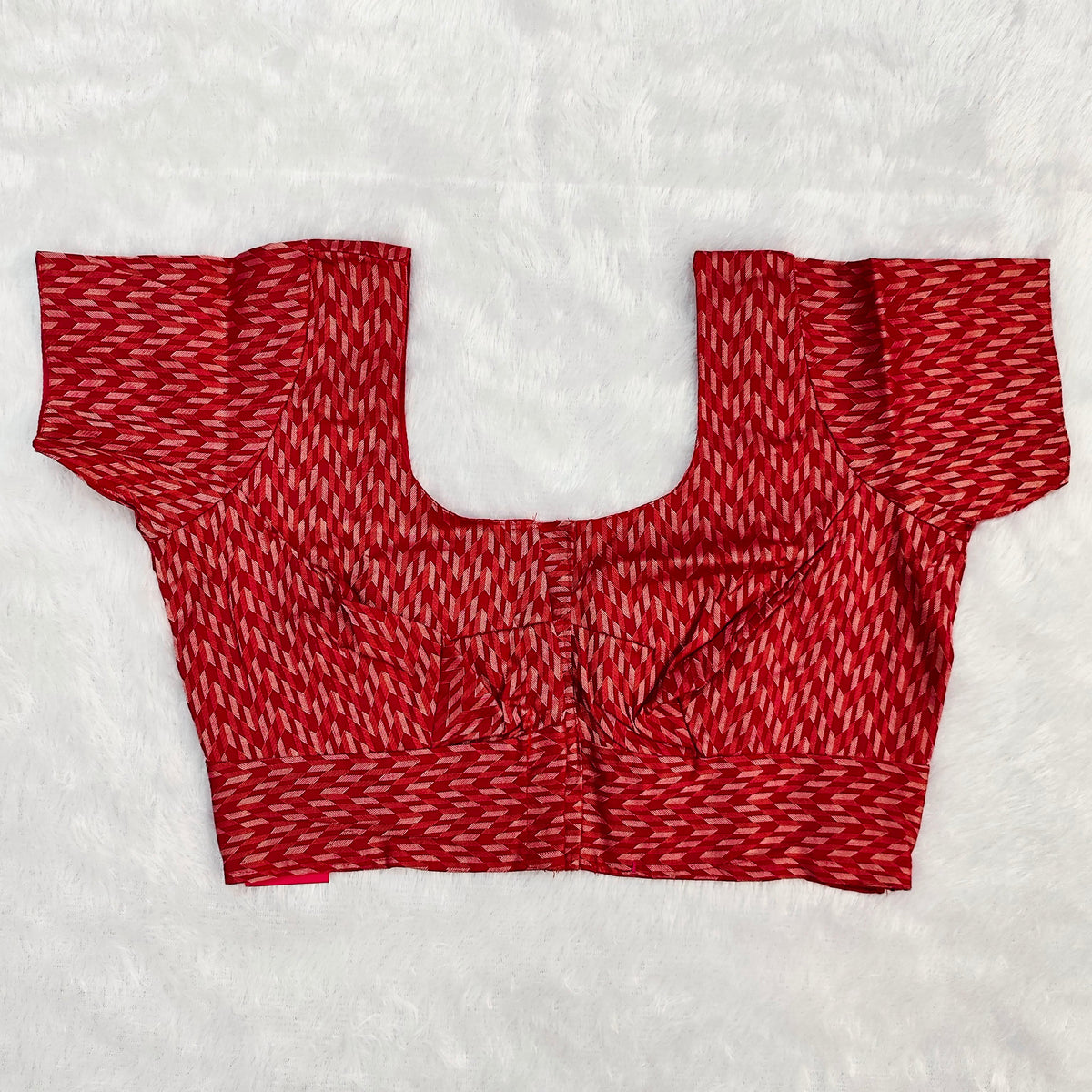 Queen Cotton Blouse Red with Geometric Print