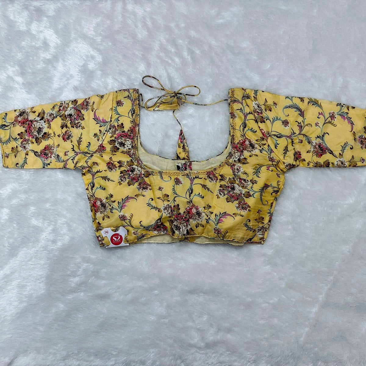 Padded Blouse Yellow with Floral Print